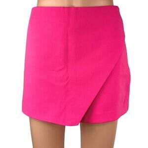 Zara Pink Side Zip High Waisted Faux Wrap Mini Casual Shorts Skirt Skort Size S
